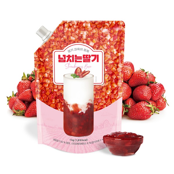 [일시품절/입고일미정]넘치는딸기 베이스 1kg / 딸기청 딸기라떼 과일청